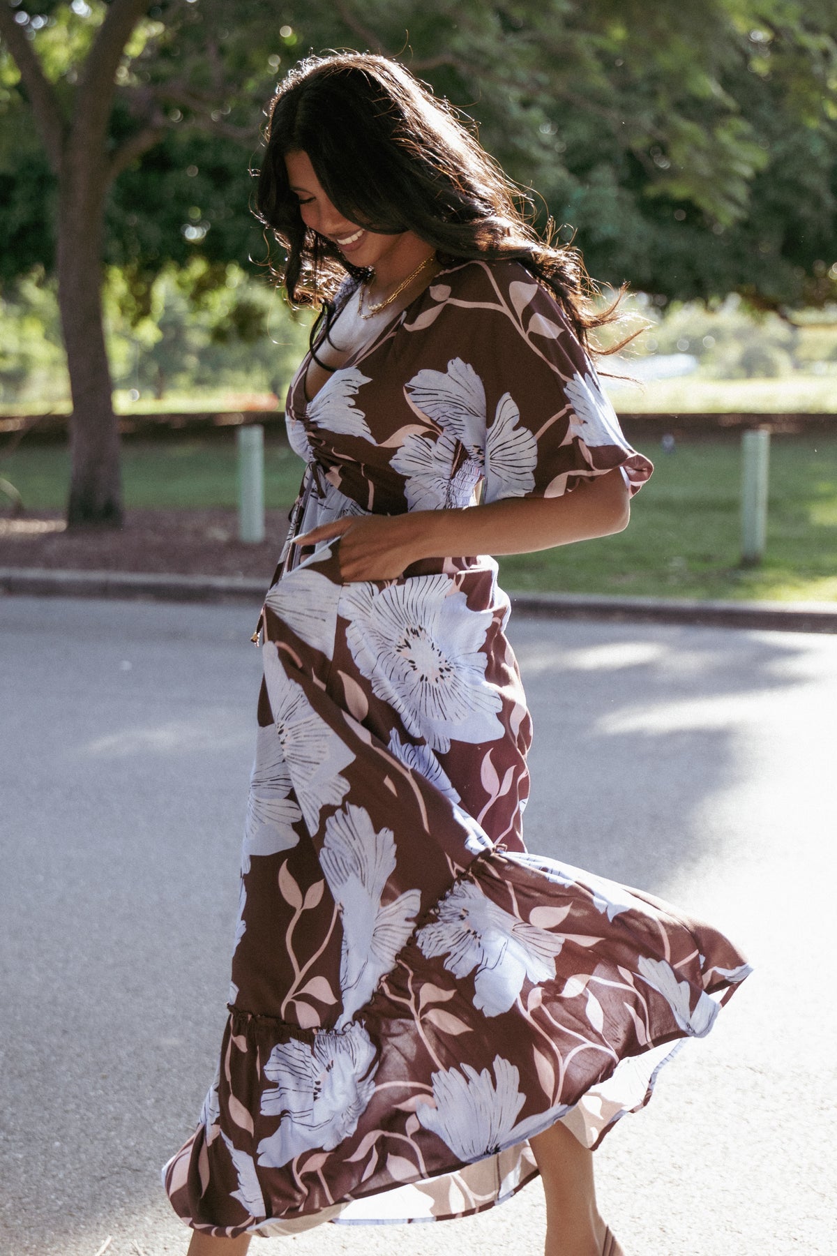 Annabella Maxi Dress - Blue Poppies