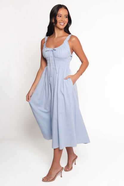 Auguste Midi Dress - Pale Blue