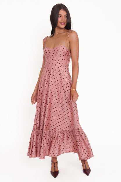 Ayana Midi Dress - Pink Polka Dot
