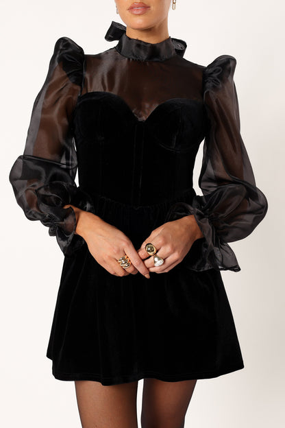 Blaire Longsleeve Mini Dress - Black
