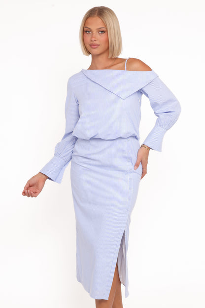 Broderick Midi Dress - Blue Stripe