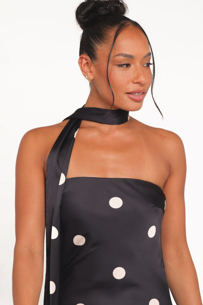Jutta Strapless Maxi Dress - Black Polka Dot