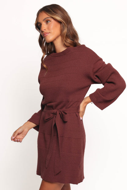 Lucca Mini Sweater Dress - Chocolate Brown