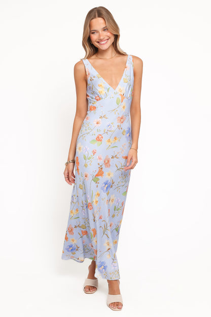 Lunaria Maxi Dress - Blue Floral