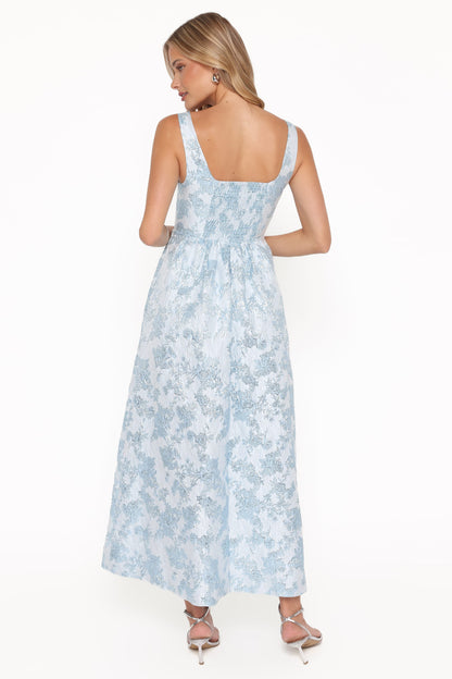 Marcelline Maxi Dress - Blue Brocade
