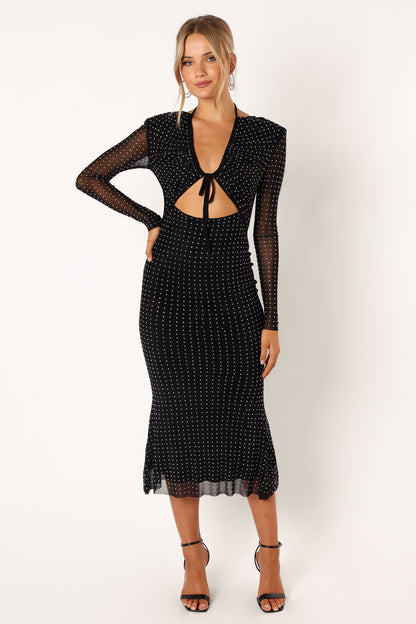 Salvatore Long Sleeve Midi Dress - Black