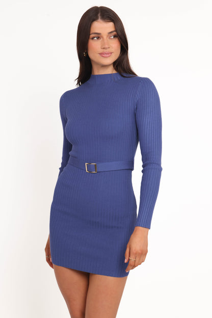 Wilda Long Sleeve Mini Dress - Navy