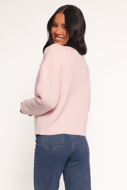 Arden Bow Cardigan - Pink