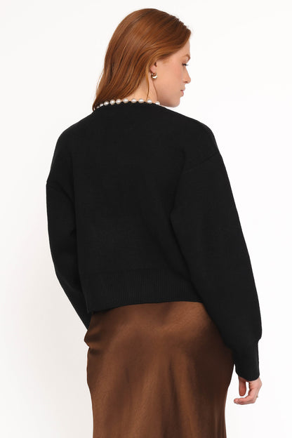 Bloom Pearl Knit Cardigan - Black