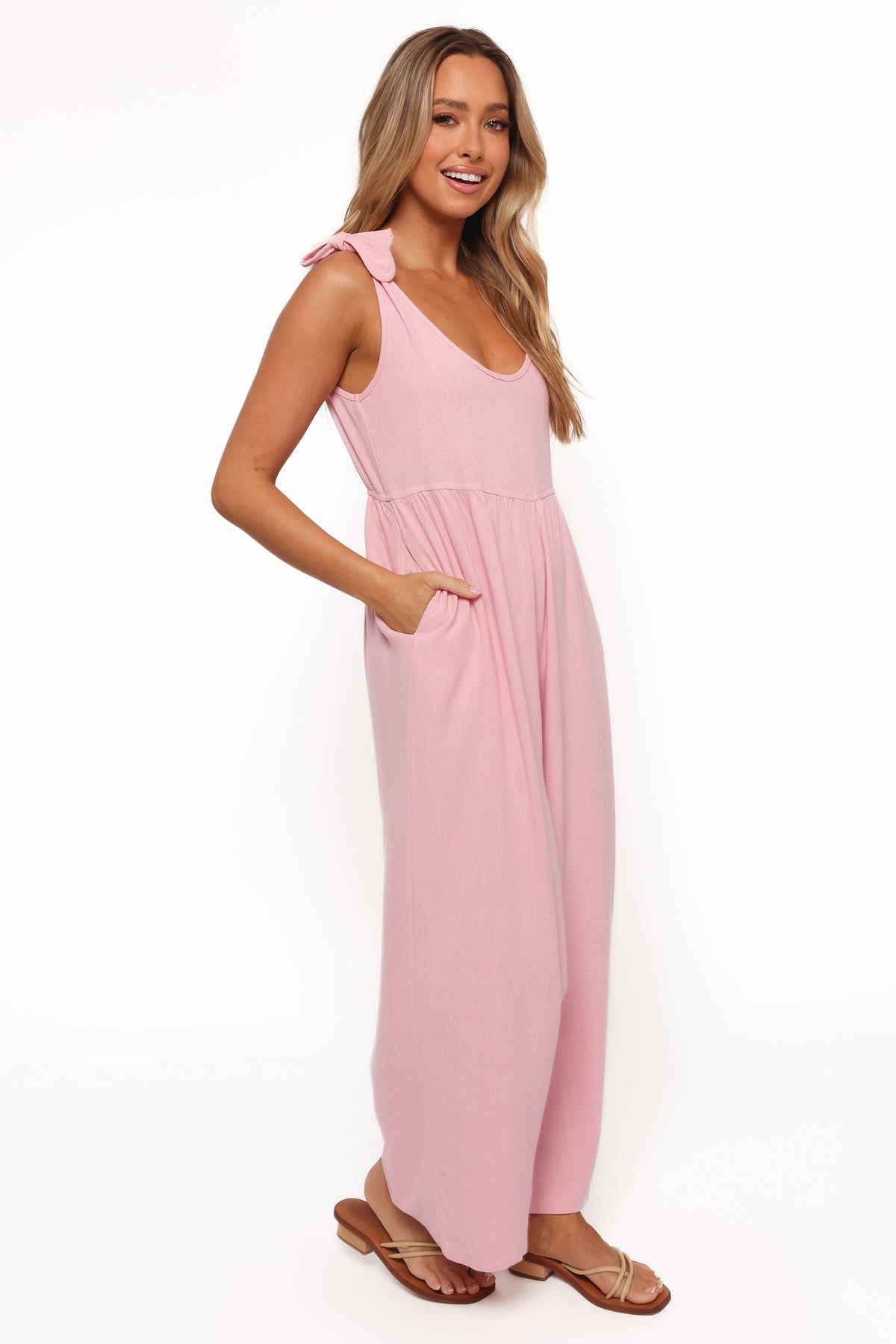 Ayla Linen Jumpsuit - Pale Pink