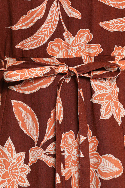 Kehlani Halterneck Jumpsuit - Orange Floral