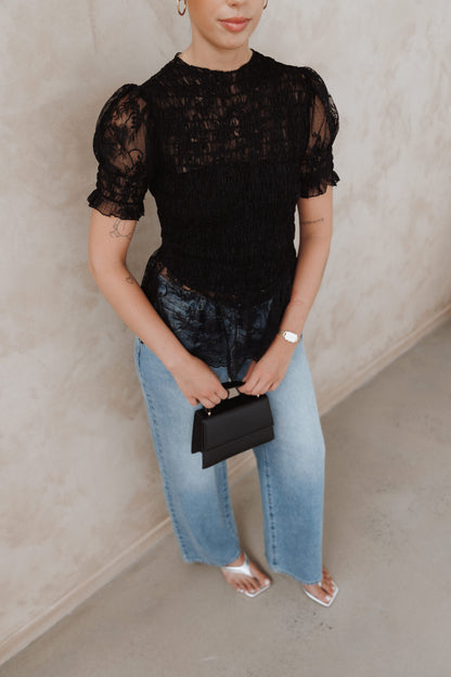 Adeline Peplum Top - Black