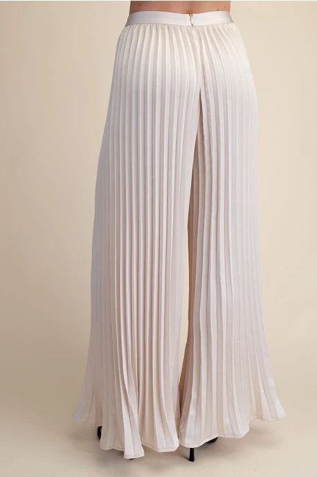 Pleated Wide-Leg Flare Pants