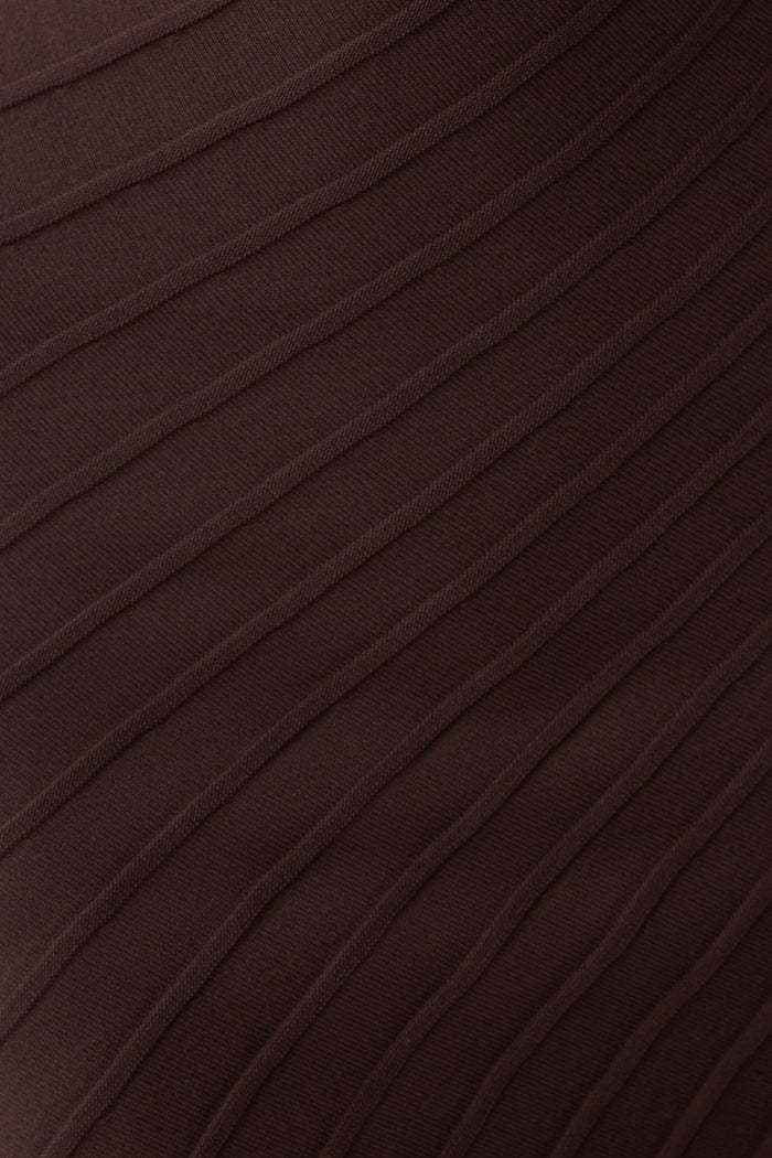 Posy Ribbed Sleeveless Mini Dress - Dark Chocolate