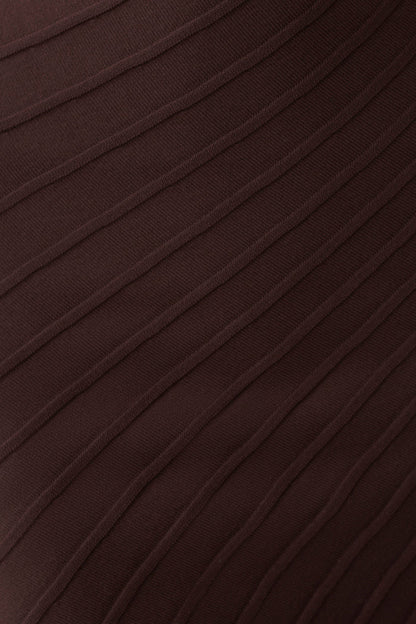 Posy Ribbed Sleeveless Mini Dress - Dark Chocolate