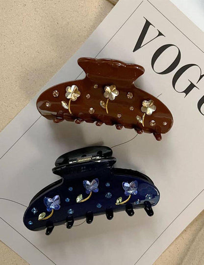 Rhinestone Flower Acetate Hair Claw