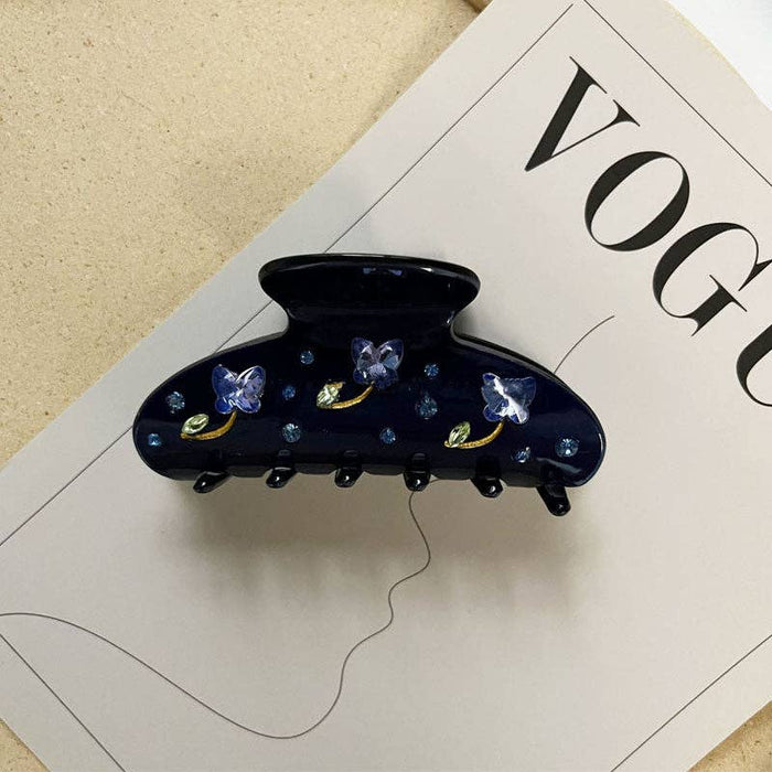 Rhinestone Flower Acetate Hair Claw