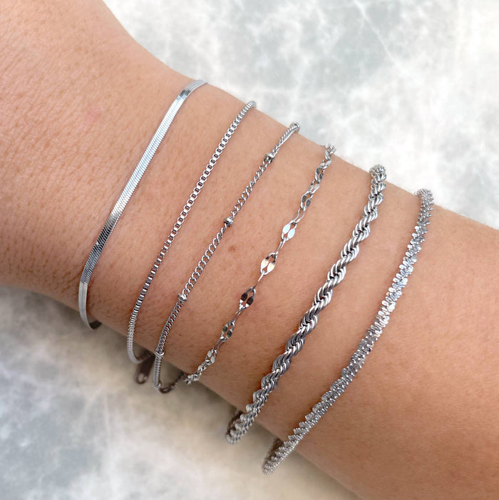 Rope Dainty Silver Bracelet - Waterproof Chain