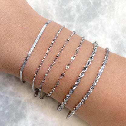 Rope Dainty Silver Bracelet - Waterproof Chain