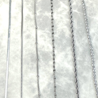 Rope Dainty Silver Bracelet - Waterproof Chain