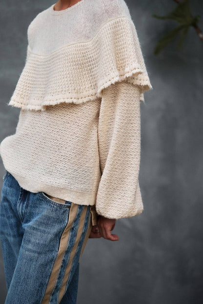 Ruffle Yoke Knit Sweater