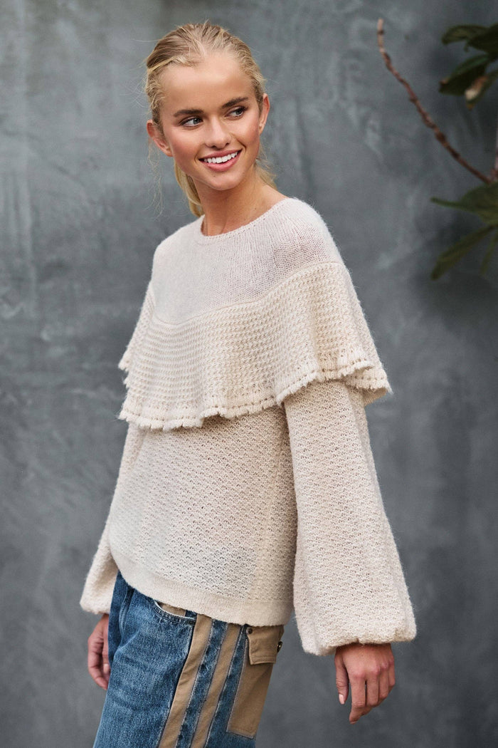 Ruffle Yoke Knit Sweater