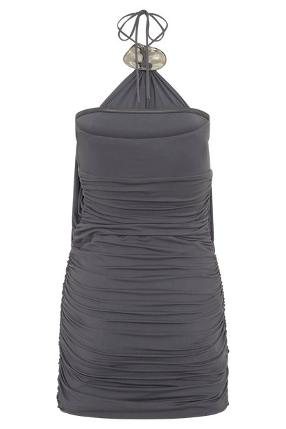 Sade Halter With Hardware Mini Dress - Grey