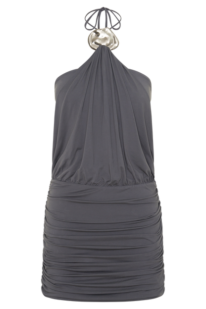 Sade Halter With Hardware Mini Dress - Grey