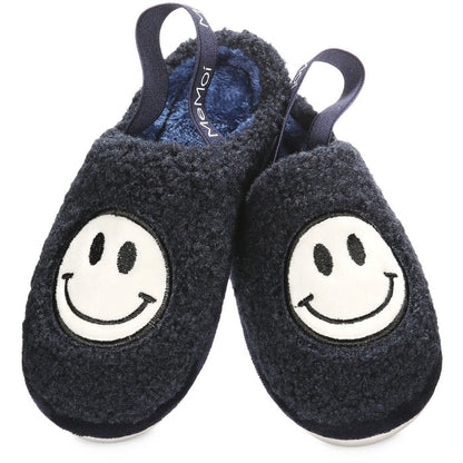 Shaggy Smiley Slippers Navy