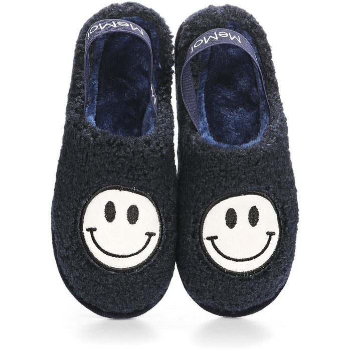 Shaggy Smiley Slippers Navy