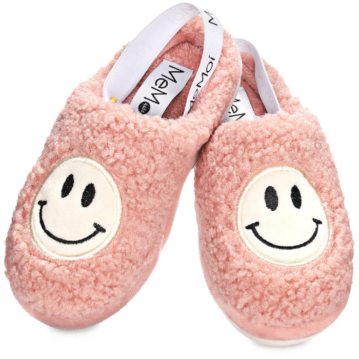 Shaggy Smiley Slippers Pink