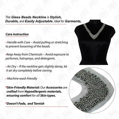 Silver Beaded V Neckline