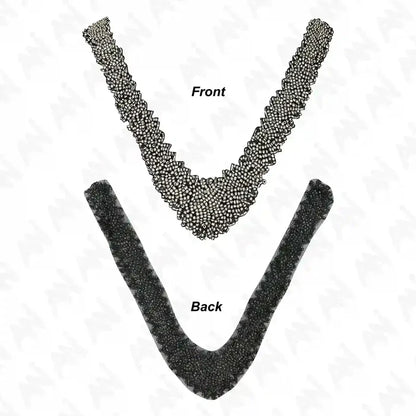 Silver Beaded V Neckline