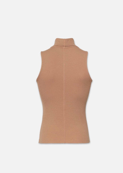 Sleeveless Turtleneck Top (Camel)