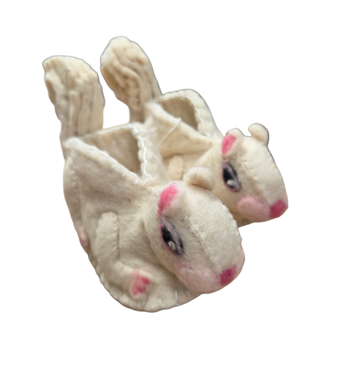 Slippers - Hand Made White Squirrel Booties for Babies and Toddlers