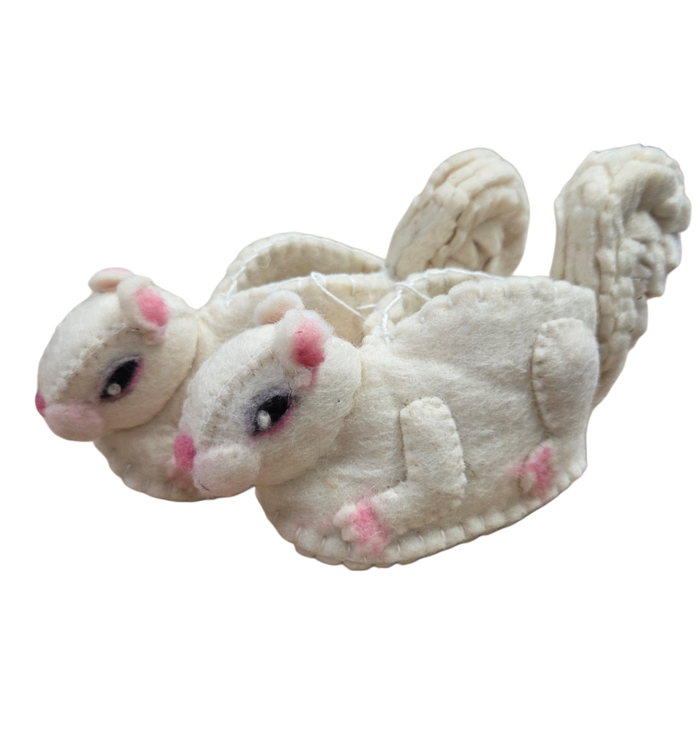 Slippers - Hand Made White Squirrel Booties for Babies and Toddlers