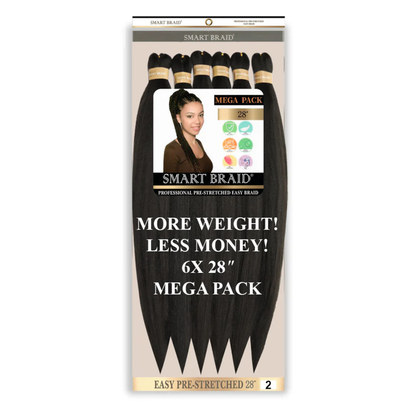 Smart Braid Pre-Stretched Braiding Hair 28 Inch 6X Pack