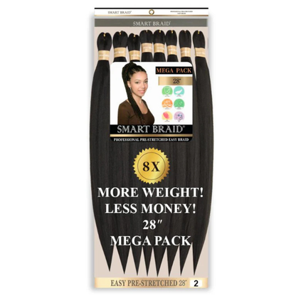 Smart Braid Pre-Stretched Braiding Hair 28 Inch 8X Pack