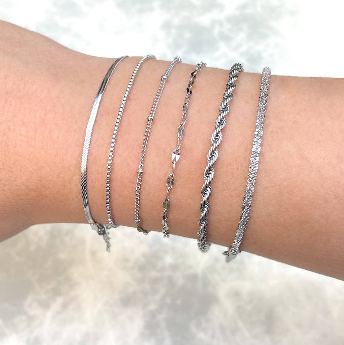 Sparkle Rope Dainty Silver Bracelet - Waterproof