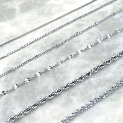 Sparkle Rope Dainty Silver Bracelet - Waterproof