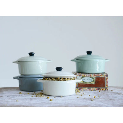 Stoneware Mini Baker with Lid - 4 Colors