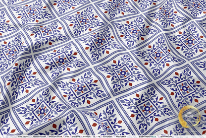 Tiles Pattern Apparel Fabric 3Meters+, 9 Designs | 8 Fabrics Option | Moroccan Fabric By the Yard | 035