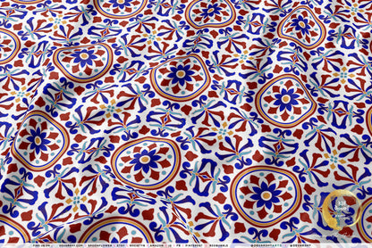 Tiles Pattern Apparel Fabric 3Meters+, 9 Designs | 8 Fabrics Option | Moroccan Fabric By the Yard | 035