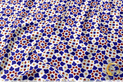 Tiles Pattern Apparel Fabric 3Meters+, 9 Designs | 8 Fabrics Option | Moroccan Fabric By the Yard | 035