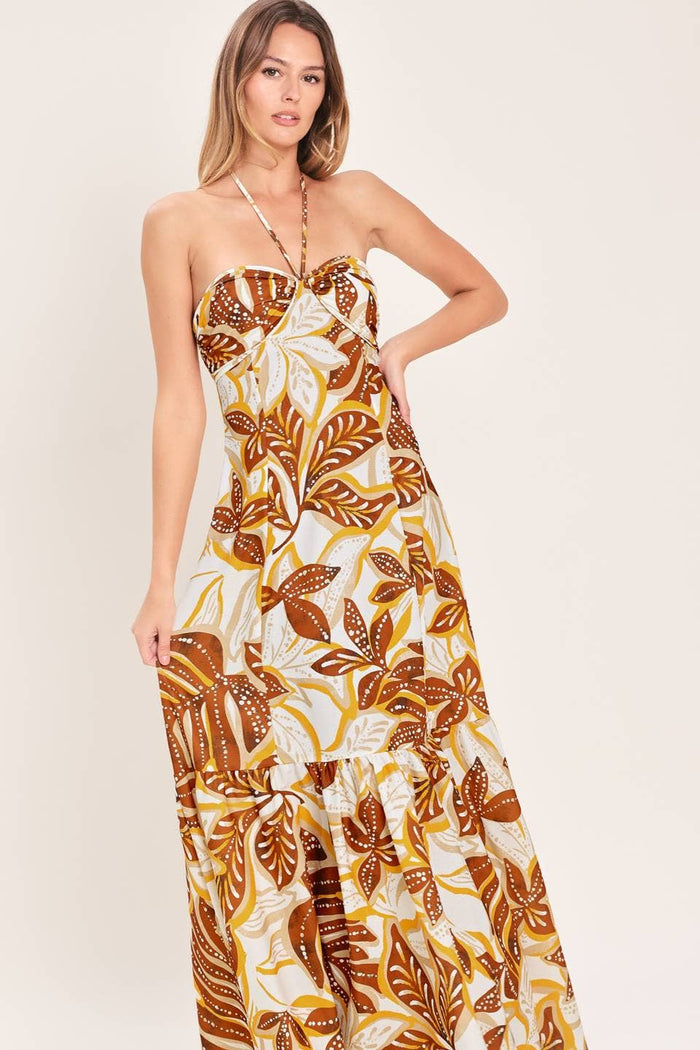 Tropical Print Maxi Dress