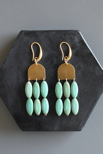 Turquoise & Brass Geometric Earrings