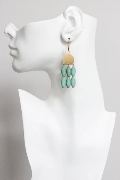 Turquoise & Brass Geometric Earrings
