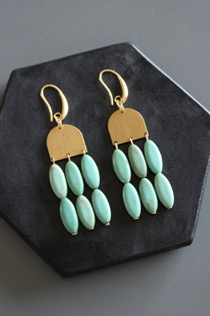 Turquoise & Brass Geometric Earrings