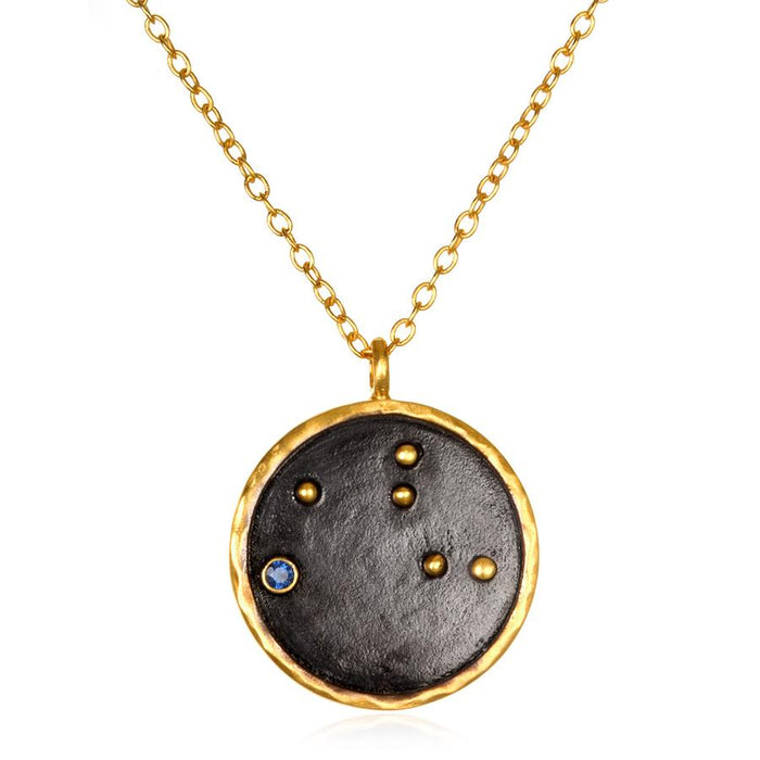 Virgo Zodiac Necklace Gunmetal