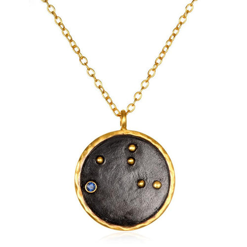 Virgo Zodiac Necklace Gunmetal